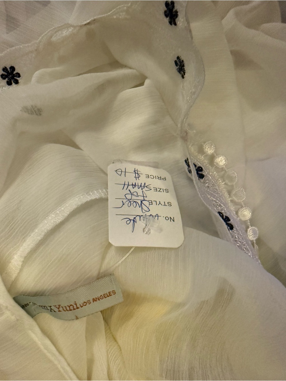 White Embroidered V-Neck Women's Blouse - Picture 2 of 3